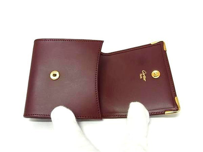 Cartier Must Line Leather Coin Case Coin Purse Wallet Men's Ladies Bordeaux
