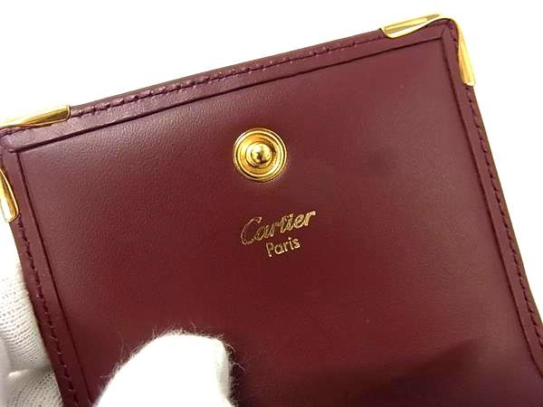 Cartier Must Line Leather Coin Case Coin Purse Wallet Men's Ladies Bordeaux