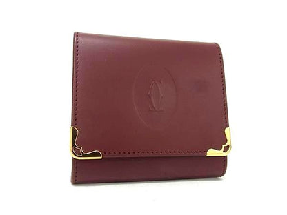 Cartier Must Line Leather Coin Case Coin Purse Wallet Men's Ladies Bordeaux