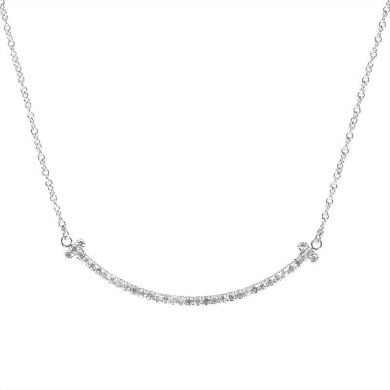 Tiffany & Co Tiffany & Co T-smile Small Necklace Diamond 18K White Gold 27g