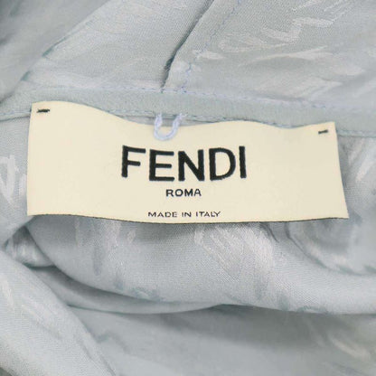 Fendi 22ss Logo Jacquard Silk Bow Tie Blouse Fs7853 Ajdo Sac Blue 40