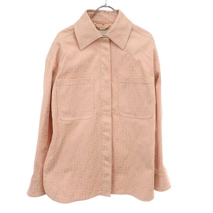 Fendi Zucca Monogram Belted Denim Jacket Flf677 Ak6c Pink 38