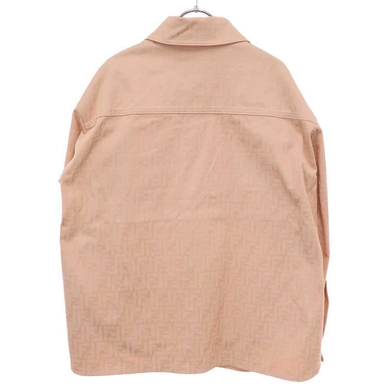 Fendi Zucca Monogram Belted Denim Jacket Flf677 Ak6c Pink 38