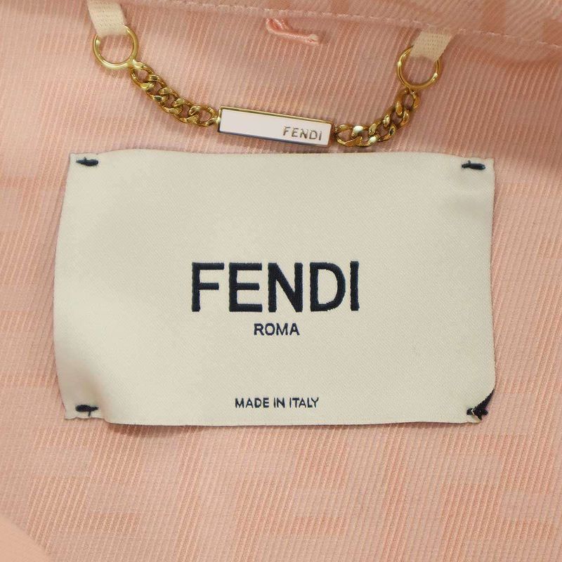 Fendi Zucca Monogram Belted Denim Jacket Flf677 Ak6c Pink 38
