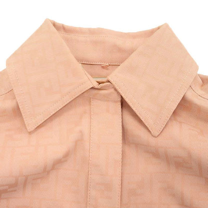 Fendi Zucca Monogram Belted Denim Jacket Flf677 Ak6c Pink 38