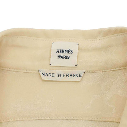 Hermes Silk Long Pullover Shirt Beige 40