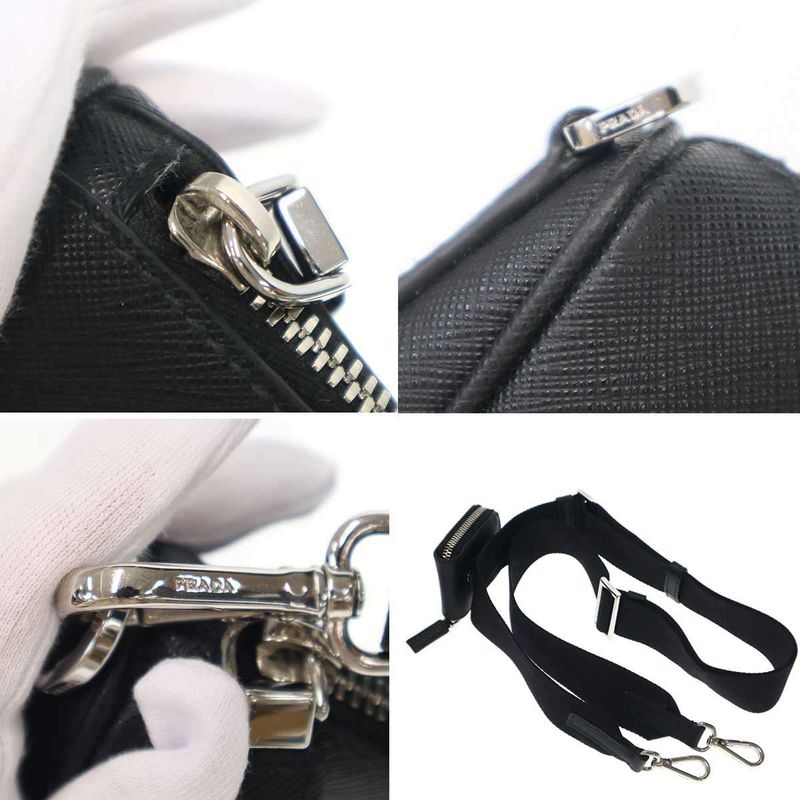 Prada Saffiano Shoulder Bag with Pouch 2vh113 Black