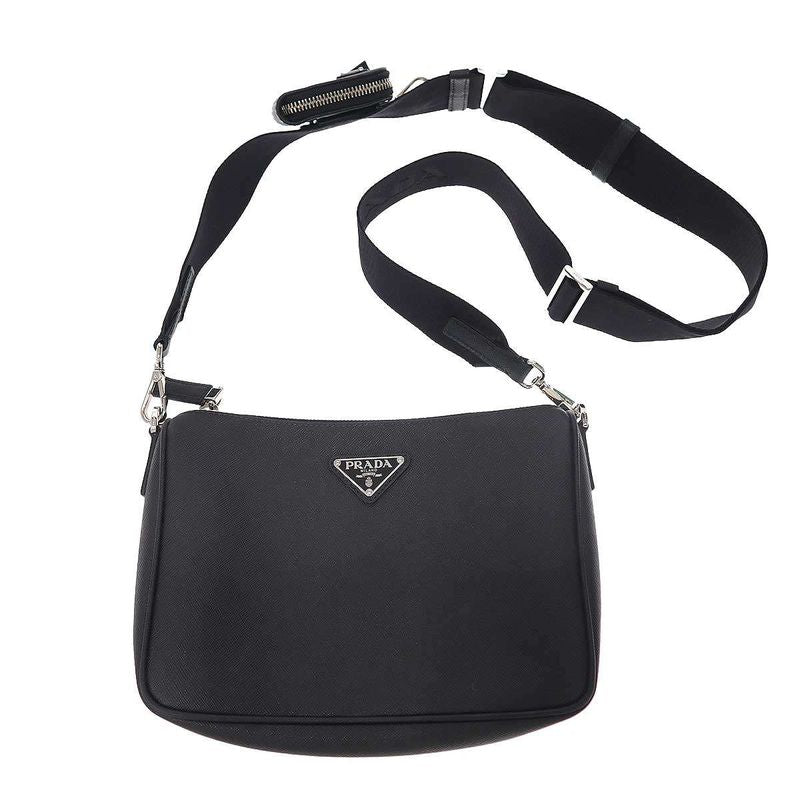 Prada Saffiano Shoulder Bag with Pouch 2vh113 Black