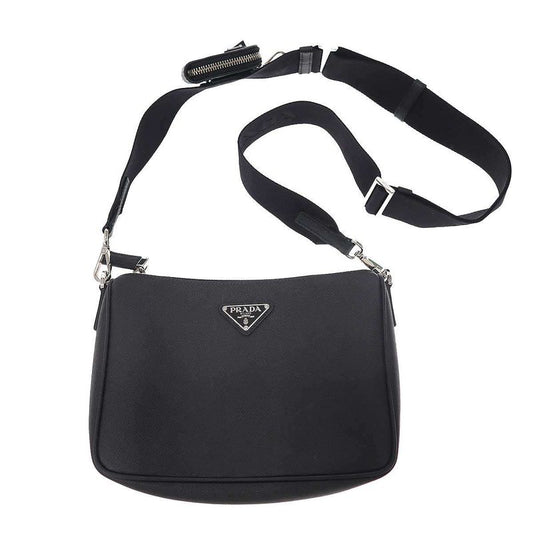 Prada Saffiano Shoulder Bag with Pouch 2vh113 Black