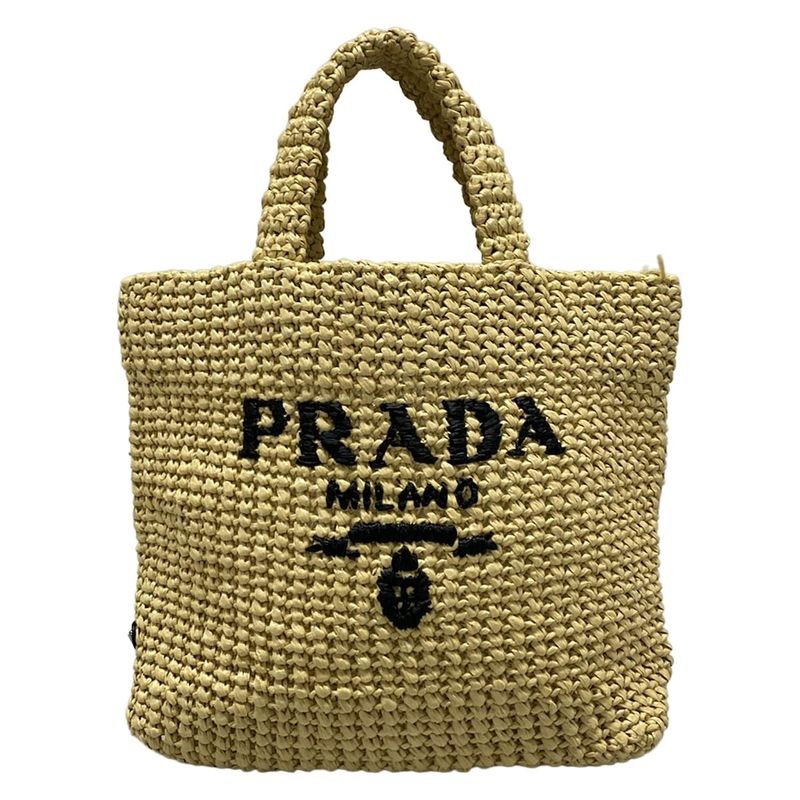Prada Small Crochet Tote Bag Beige And Black Bag