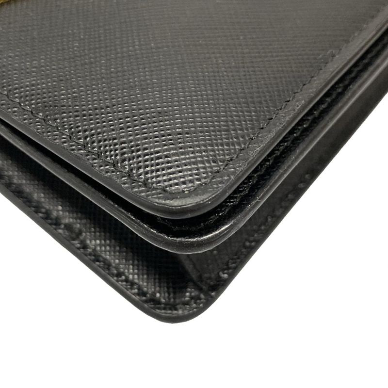 Prada Long Wallet - 1dh044 Black Chain Shoulder Robot Leather