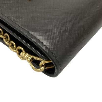 Prada Long Wallet - 1dh044 Black Chain Shoulder Robot Leather