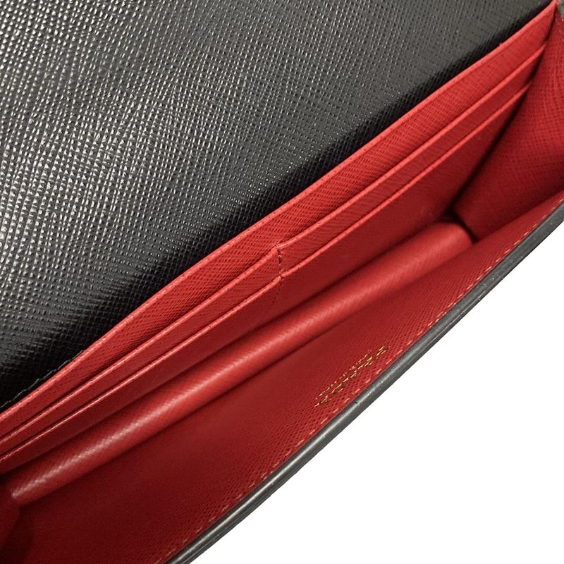 Prada Long Wallet - 1dh044 Black Chain Shoulder Robot Leather