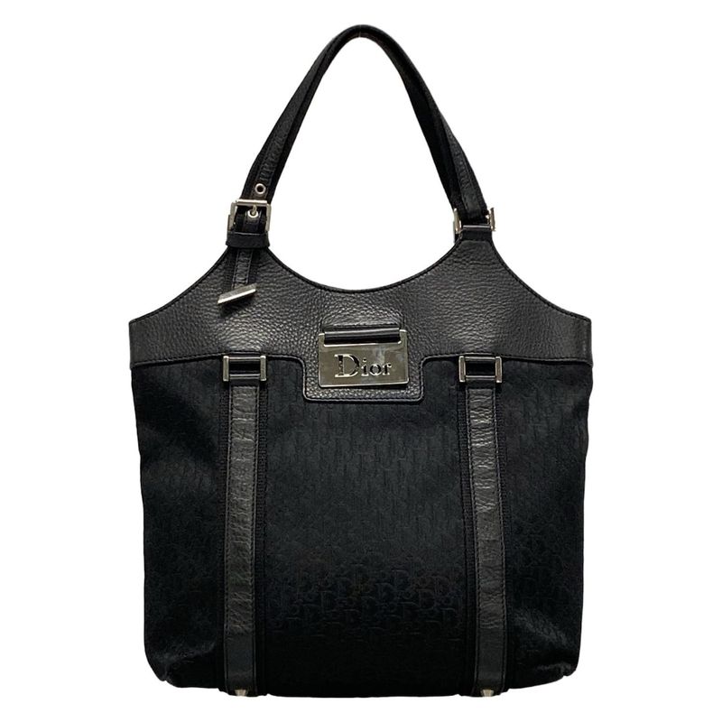 Dior/christian Dior Tote Bag Street Chic/trotter Black Leather