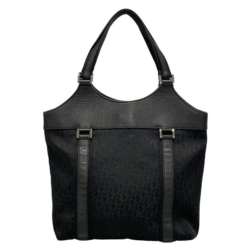 Dior/christian Dior Tote Bag Street Chic/trotter Black Leather