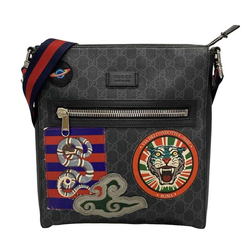 Gucci Shoulder Bag Courier/gg Supreme 474137 Black X Light Gray X Multi Leather