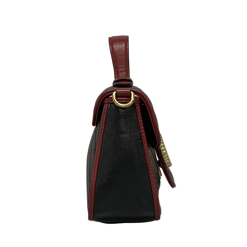 Gucci Handbag GG Marmont/mini Top Handle Bag 583571 Black And Red Leather