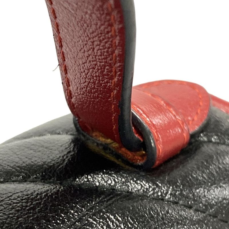 Gucci Handbag GG Marmont/mini Top Handle Bag 583571 Black And Red Leather