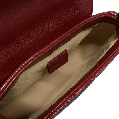 Gucci Handbag GG Marmont/mini Top Handle Bag 583571 Black And Red Leather