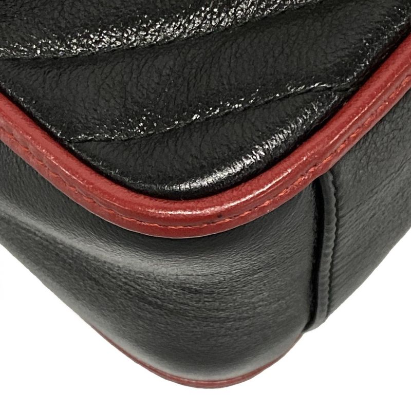 Gucci Handbag GG Marmont/mini Top Handle Bag 583571 Black And Red Leather