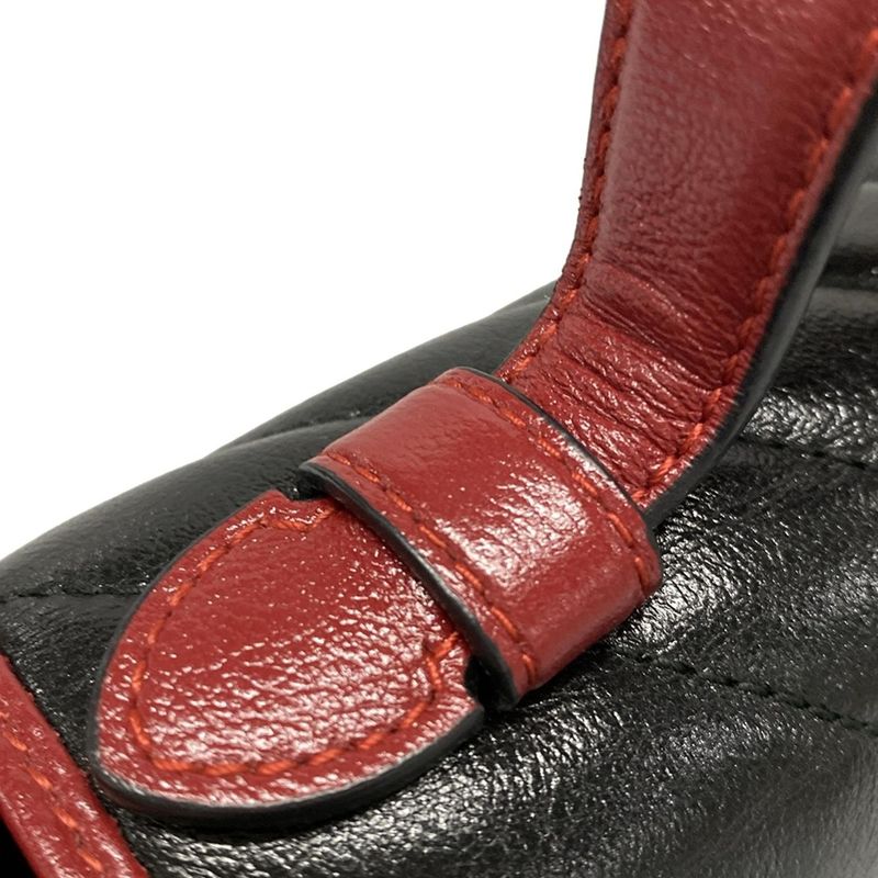 Gucci Handbag GG Marmont/mini Top Handle Bag 583571 Black And Red Leather