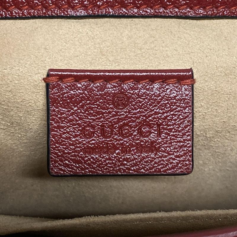 Gucci Handbag GG Marmont/mini Top Handle Bag 583571 Black And Red Leather