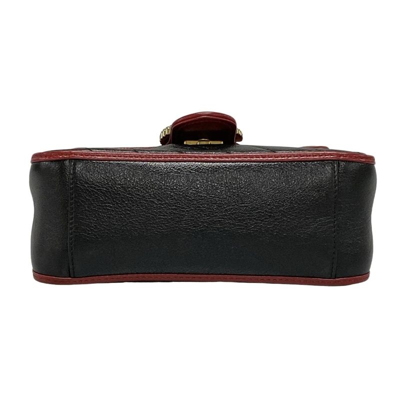 Gucci Handbag GG Marmont/mini Top Handle Bag 583571 Black And Red Leather