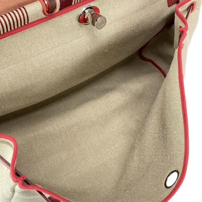 Hermes Handbag Herbag Zip Cabin Beige And Red Silver Hardware /H Vibration