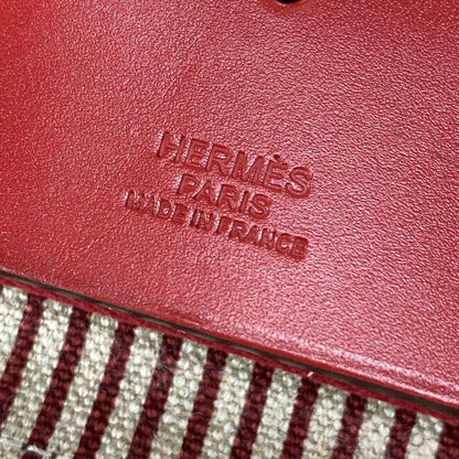 Hermes Handbag Herbag Zip Cabin Beige And Red Silver Hardware /H Vibration