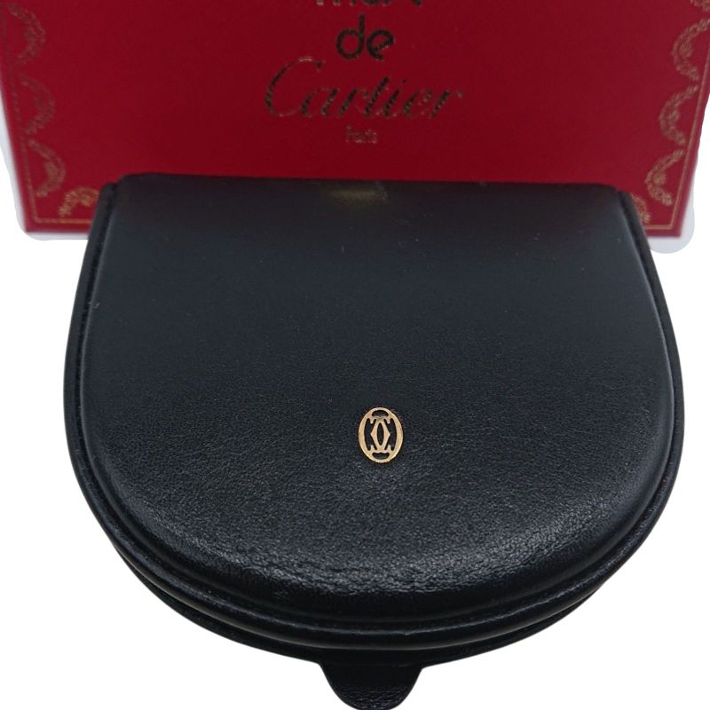 Cartier Pasha Line Coin Purse Coin Case Black With Box For Gift