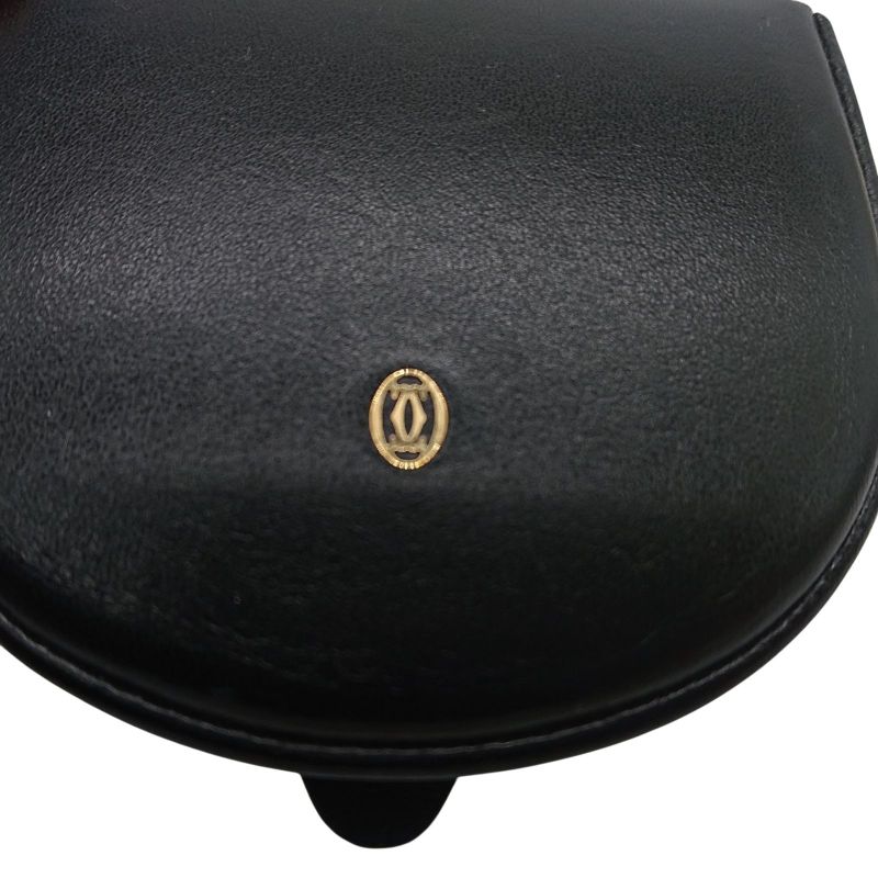 Cartier Pasha Line Coin Purse Coin Case Black With Box For Gift