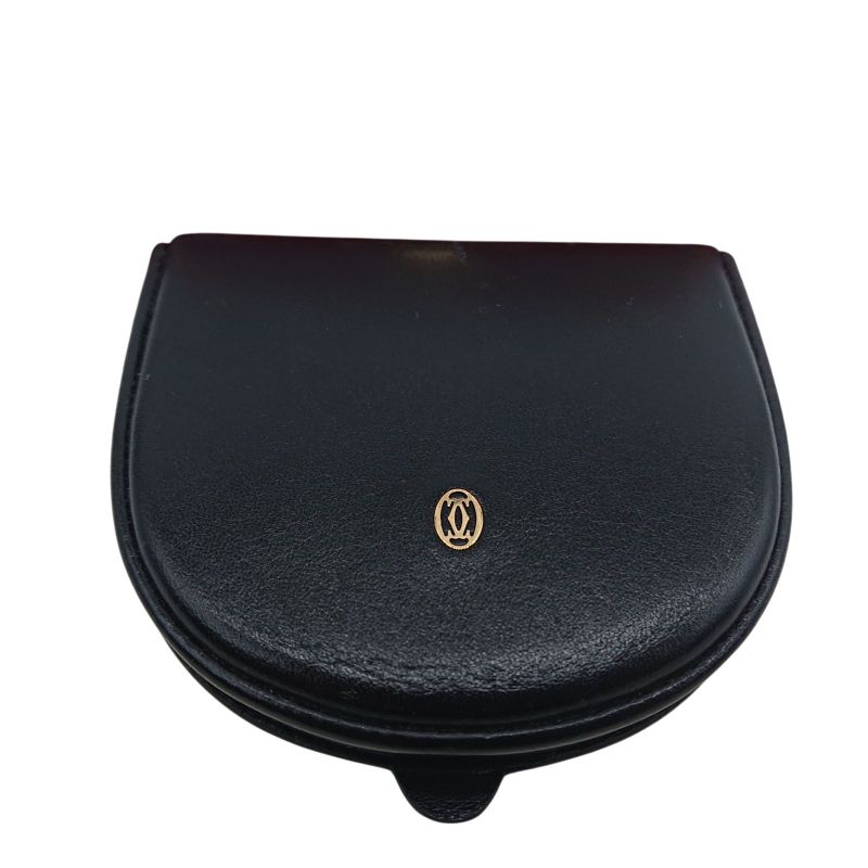 Cartier Pasha Line Coin Purse Coin Case Black With Box For Gift