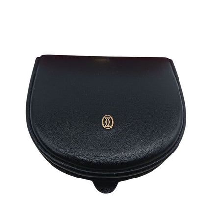 Cartier Pasha Line Coin Purse Coin Case Black With Box For Gift