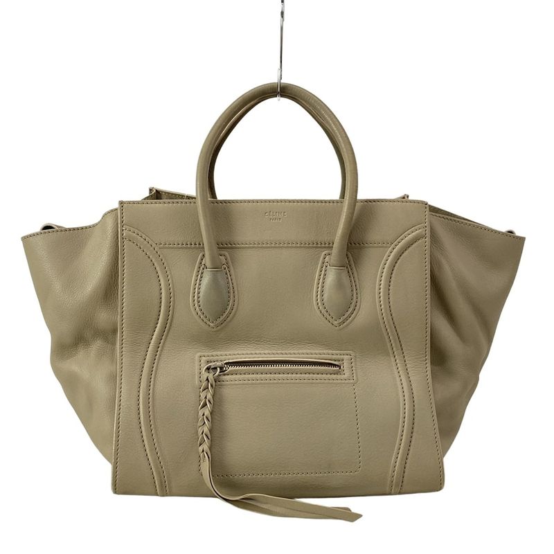Celine Tote Bag Luggage Small Square Phantom Beige Leather