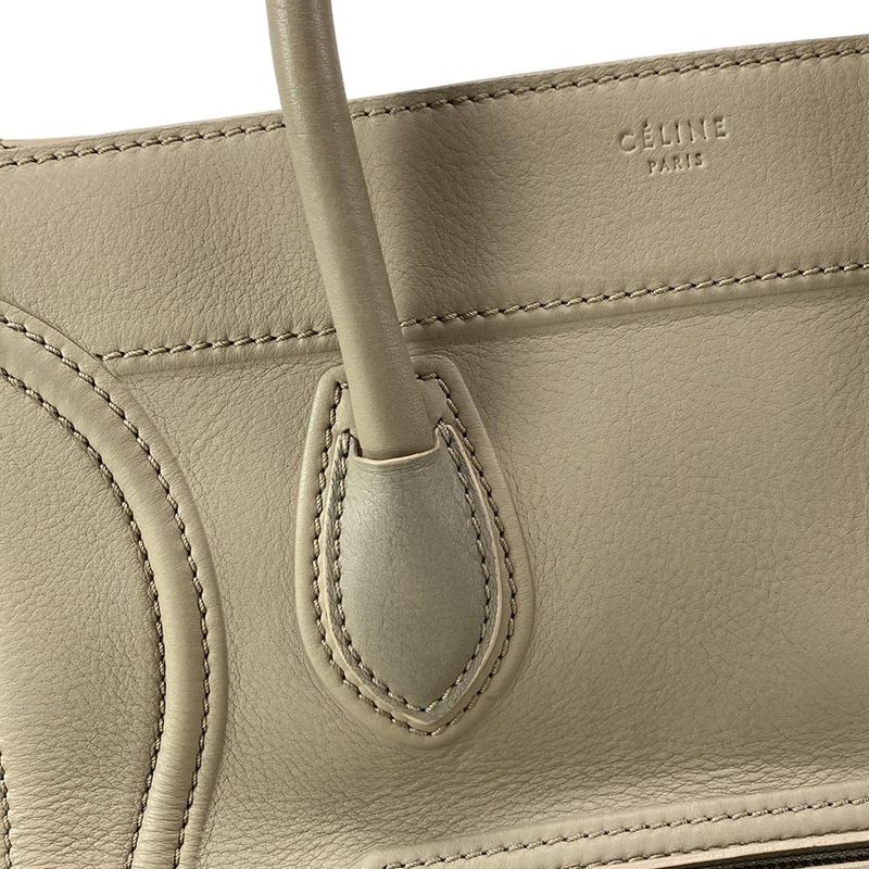 Celine Tote Bag Luggage Small Square Phantom Beige Leather