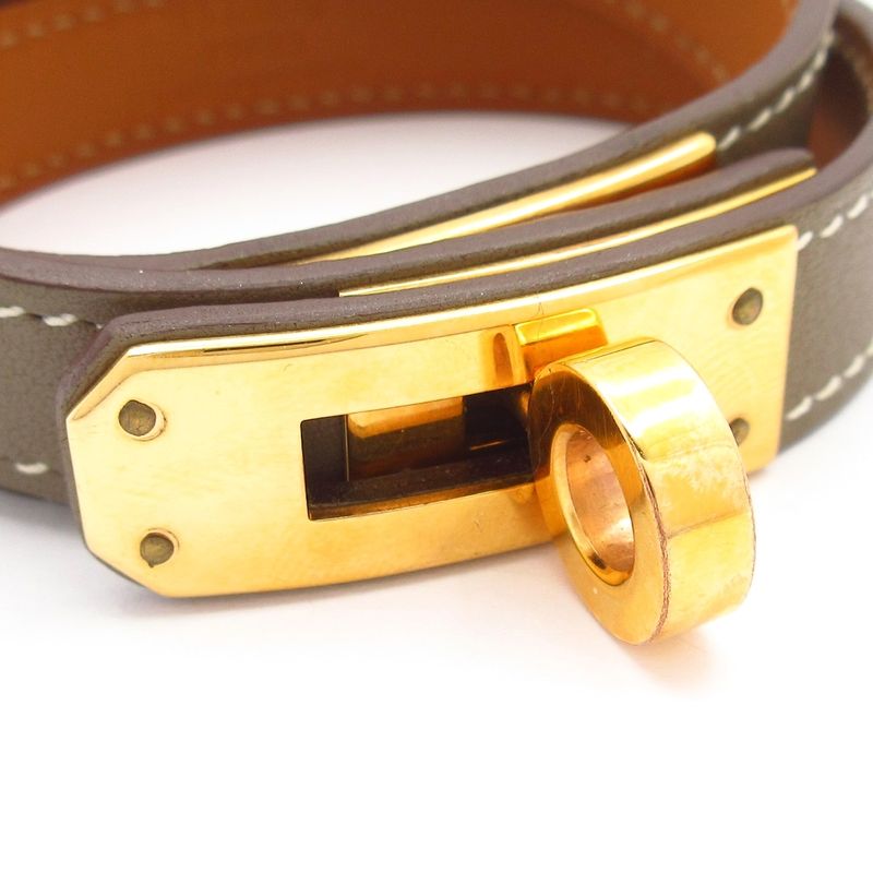Hermes Bracelet Mini Kelly Dubretour Etoupe Gold Hardware