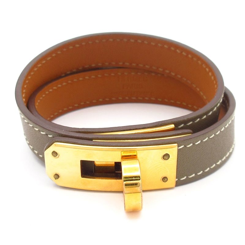 Hermes Bracelet Mini Kelly Dubretour Etoupe Gold Hardware