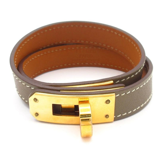 Hermes Bracelet Mini Kelly Dubretour Etoupe Gold Hardware