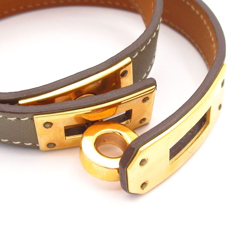 Hermes Bracelet Mini Kelly Dubretour Etoupe Gold Hardware