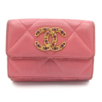 Chanel Bifold Wallet Chanel19/matelasse Ap1064 Pink Coco Lambskin