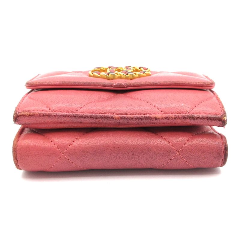 Chanel Bifold Wallet Chanel19/matelasse Ap1064 Pink Coco Lambskin
