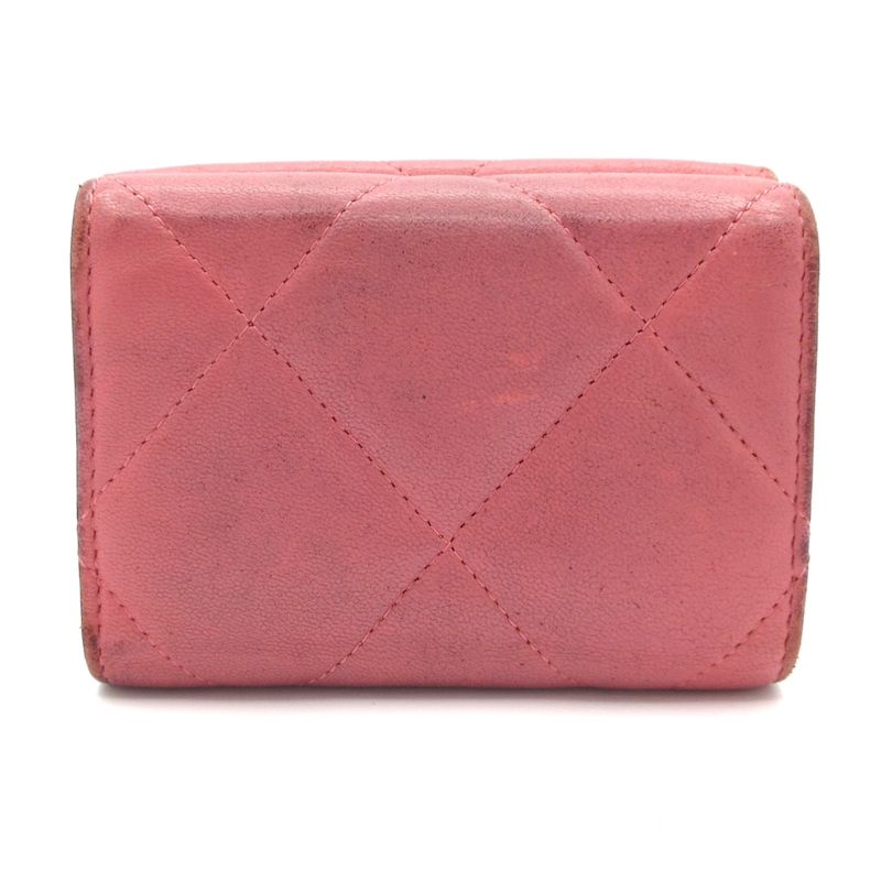 Chanel Bifold Wallet Chanel19/matelasse Ap1064 Pink Coco Lambskin