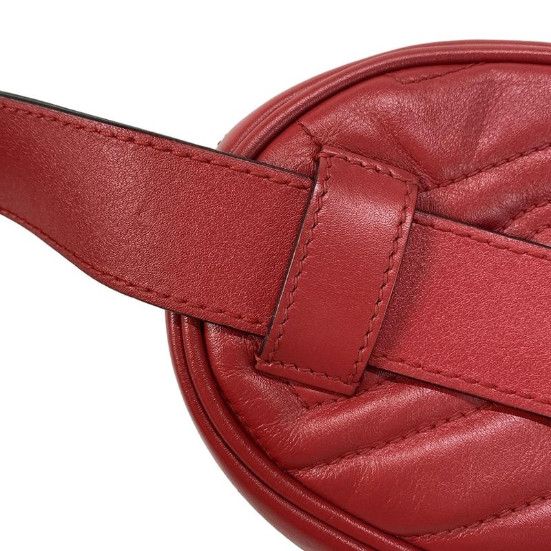 Gucci GG Marmont Waist Pouch GG Marmont 476434 Red Heart Leather