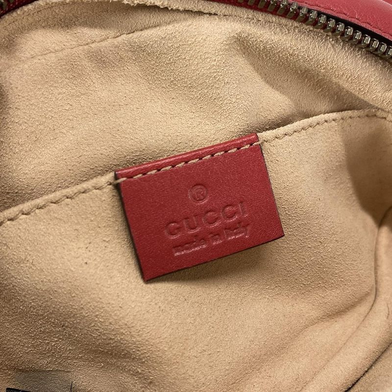 Gucci GG Marmont Waist Pouch GG Marmont 476434 Red Heart Leather