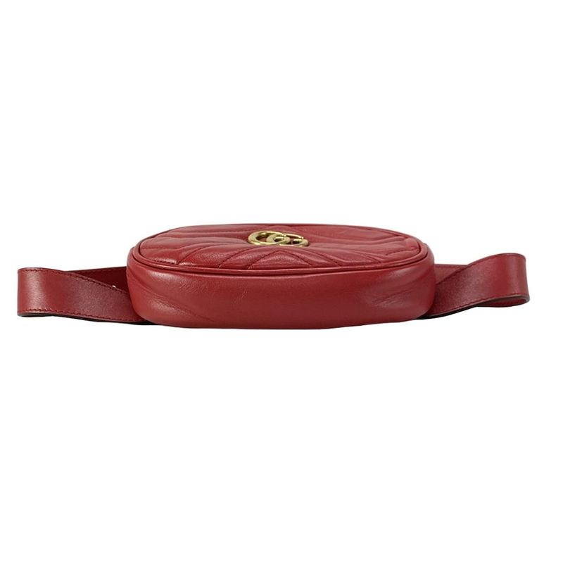 Gucci GG Marmont Waist Pouch GG Marmont 476434 Red Heart Leather
