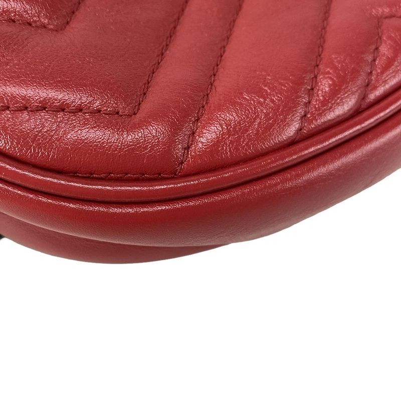 Gucci GG Marmont Waist Pouch GG Marmont 476434 Red Heart Leather
