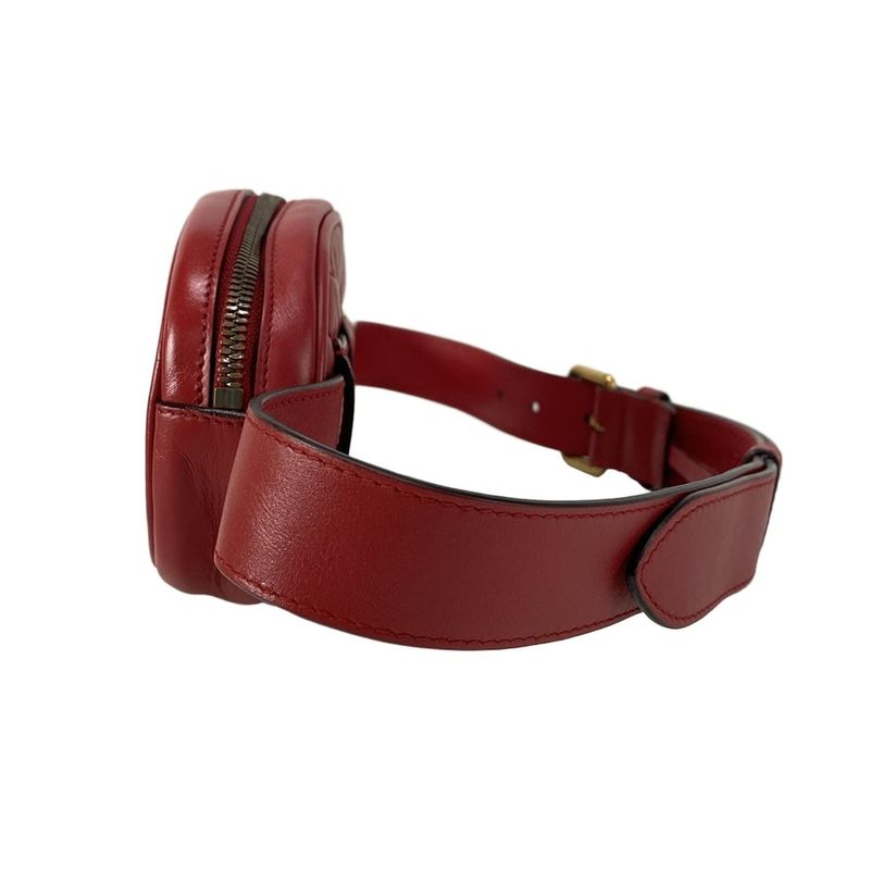 Gucci GG Marmont Waist Pouch GG Marmont 476434 Red Heart Leather