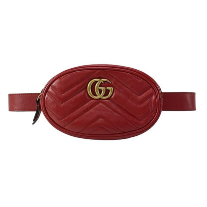 Gucci GG Marmont Waist Pouch GG Marmont 476434 Red Heart Leather