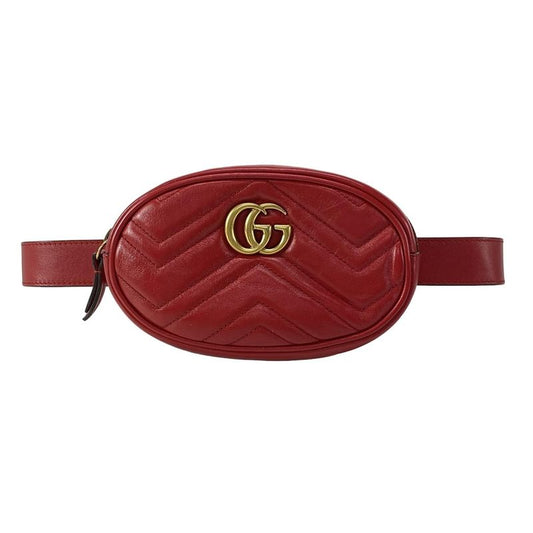 Gucci GG Marmont Waist Pouch GG Marmont 476434 Red Heart Leather