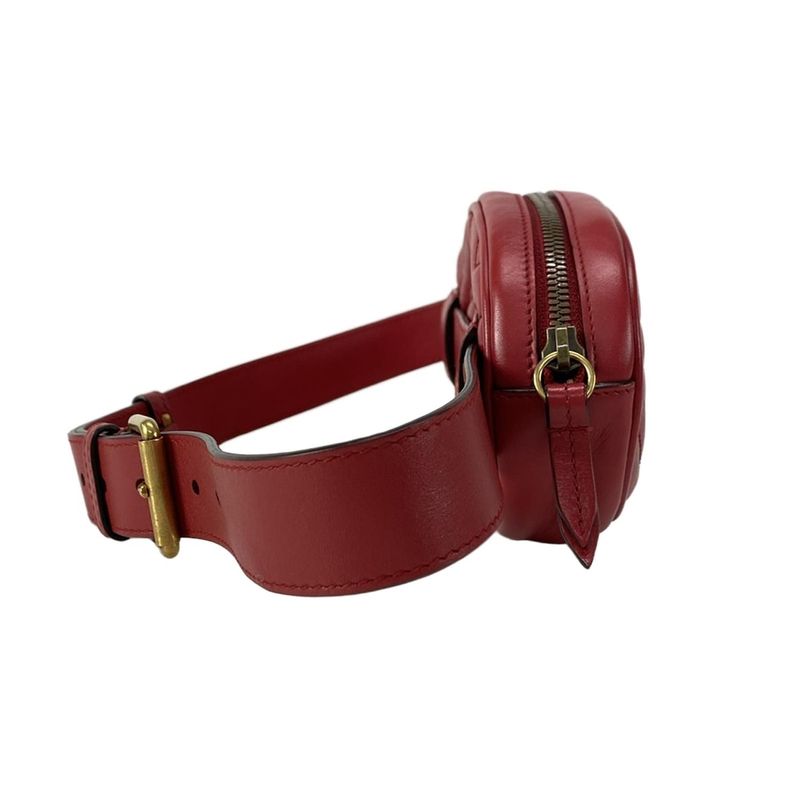 Gucci GG Marmont Waist Pouch GG Marmont 476434 Red Heart Leather